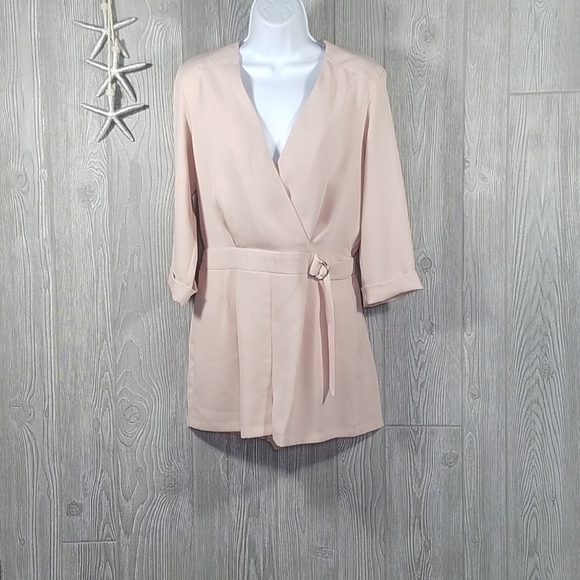 TOPSHOP Minimalist Effortless Wrap Front Romper Size 6 Pink - Picture 1 of 13